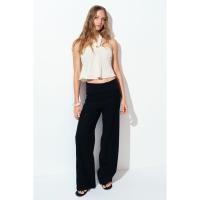 ราคา H&M(เอชแอนด์เอ็ม) กางเกงขายาวผ้าลินินผสมที่เอวพับได้ ผู้หญิง 1262017_1 (43450069864)