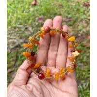 ราคา กำไลข้อมือหินแจสเปอร์+หินซิทริน หินแท้ หินนำโชค มือสอง (16599613357)
