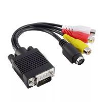 ราคา สายเชื่อมต่อ VGA SVGA to S-Video 3 RCA AV TV Out Cable Adapter Converter PC Computer Laptop (4118026218)