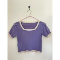 ราคา เสื้อครอป สีม่วงพาสเทล (43108334579)