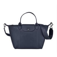 ราคา Longchamp LE PLIAGE CUIR Top handle bag S - Grey Navy Leather (19766285282)