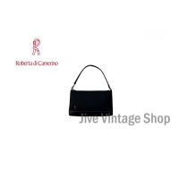 ราคา Roberta Di Camerino กระเป๋าทรงถือ / สะพายไหล่ เป็นผ้าแต่งหนัง pu ทรงพอช ใบเล็กๆ มือสองสภาพดี อะไหล่สวย จากตู้ญี่ปุ่น (29618124682)