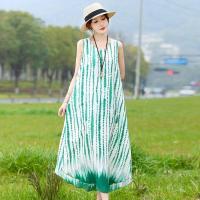 ราคา เดรส กลางความยาวแม่ผ้าฝ้ายผ้าไหมชุดวัยกลางคนหลวมขนาดใหญ่แขนกุดพิมพ์ชาติพันธุ์กว่าเข่าชุดยาวยินดีต้อนรับสู่ร้านค้าของฉันฉันรักคุณเลือกฟ้า20242006212 (29190650846)