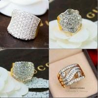 ราคา แหวนเพชร cz งานทอง 5 ไมครอน ดีไซน์สวยหรูดูแพง เพชรวิ้งค์ใส่เต็มหน้านิ้ว (26666521823)