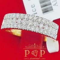 ราคา [ส่งฟรี‼]แหวนเพชร0.62กะรัต 3 แถวตัวเรือนทองแท้ฝังเพชรแท้ถูกมาก (21688003550)