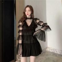 ราคา พร้อ​มส่ง​❤️ มินิเดรสแขนยาว ซีทรู ดีเทลแต่งระบายชั้นๆ (6338881222)