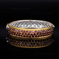 ราคา กำไลข้อมือพลอยโกเมนจันทบุรี (Garnet) เรือนเงินแท้92.5%ชุบทองคำขาว พลอยสีแดงอมน้ำตาล เนื้อใส มีใบรับ (29675120802)