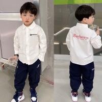 ราคา BURBERRY1124 Boys Shirt Stand Collar White Long Sleeve Children Thin Shirt Casual Top (29293068548)
