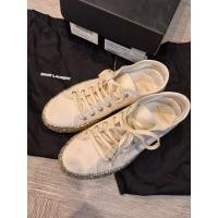 ราคา รองเท้า YSL Saint Laurent Gold Glitter Sneakers Shoes (42606523941)