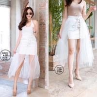 ราคา ✨พร้อมส่ง✨กระโปรงยีนส์พรีเวดดิ้ง กระโปรงขาวฟรุ้งฟริ้ง (10548769519)