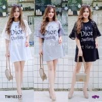 ราคา Dress มินิเดรสแขนลูกไม้แต่งระบาย ผ้าคอตตอน​ #สาวอวบ (2899945884)