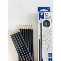 ราคา ชุดดินสอ 2B Staedtler 12 แท่ง mark-2B exam pencils (Germany) แท่งสีดำล้วน เขียนข้อสอบ สีเข้มเหลาง่าย (25714639605)