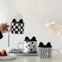 ราคา 【 พร้อมส่ง !!! 】แก้วกาแฟเซรามิค พร้อมฝาปิดหูแมวซิลิโคน น่ารัก มัคเซรามิค (19349714684)