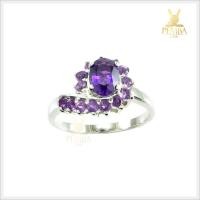ราคา แหวนอเมทิสต์แท้ สีม่วงสวย เงินแท้ ชุบทองคำขาว แหวนพลอยแท้ (3477823976)