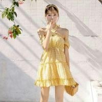 ราคา มินิเดรสเกาะอกผูกต่อแขน มีเชือกโบว์คอ (1829266033)