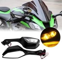 ราคา Motorcycle Rearview Rear View Side Mirrors with LED Turn Signal Light For Kawasaki Ninja ZX-10R ZX10R ZX 10R 2011 2012 2 (29111603190)