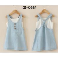 ราคา ชุดเด็กผู้หญิง เสื้อสายเดี่ยว สีขาว + เดรสทรงเอี๊ยม สายไขว้หลัง แต่งกระดุมหน้า ผ้ายีนส์สีอ่อน (11707111810)