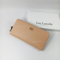 ราคา Guy Laroche แท้!! กระเป๋าสตางค์ผู้หญิง ซิปรอบ ใบยาว สีเบจ หนังลาย โลโก้ทอง หนังแท้100% (27401192485)