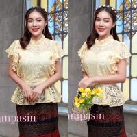 ราคา Siampasin เสื้อลูกไม้ ผ้านุ่ม อก อก 32-36, 34-38, 38-40, 40-42, 42-46 นิ้ว สีเหลืองไข่ แขนระบายค้างคาว แขนย้วย blouse (12862488787)