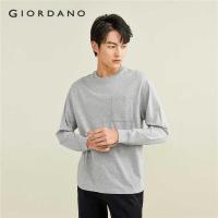 ราคา ❤ GIORDANO Men T-Shirts 100% Cotton Single Pocket Smooth Tee Crewneck Long Sleeve Simple Basic (41613868674)