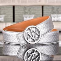 ราคา Armani Braided Pattern Wide 3.8cm All-Match Cowhide High-End Business Mens Belt (28675980932)