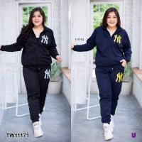 ราคา TW 11171 ชุดวอร์ม สาวอวบ ชุดสปอร์ต ชุดเล่นกีฬา ใส่เที่ยว ผ้าวอมทั้งชุด (5910369267)