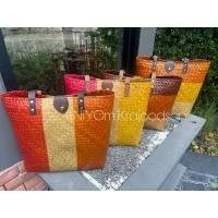 ราคา กระเป๋ากระจูดทรงshoppingสายสะพายหนัง (21484848586)