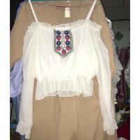 ราคา เสื้อเปิดไหล่จั้มเอว ระบาย ผ้าชีฟอง (1135972295)