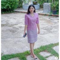 ราคา ชุดเดรชผ้าไทย (มาใหม่) ผ้าฝ้ายทอ แขนสามส่วนคอจีน S-2XL (รับประกันใส่สวยทุกไซส์) (19593528337)