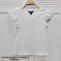 ราคา เสื้อเด็ก Polo Ralph Lauren แท้100% สีขาวแขนลูกไม้ลูกคุณหนูมากค่ะไซส์ L(13-14) (23604484123)