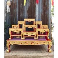 ราคา โต๊ะหมู่บูชา หมู่ 9 หน้า 8 โต๊ะหมู่บูชางานไม้สน (ไม่รวมโต๊ะกราบ) งานร่องสีแกะสลักปิดทอง ลายดอก ลายพิกุล (42408204618)