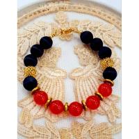 ราคา ข้อมือผ้าแพรไหมเรียงร้อยสลับกับหินแท้คาร์เนเลี่ยน (44458864541)