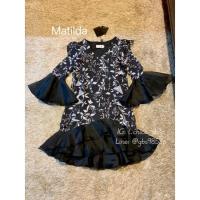 ราคา เดรสออกงาน ชุดออกงาน อลังการชุดสีดำลายเทา ระบายฟูๆ งานป้ายmatilda (18660020033)