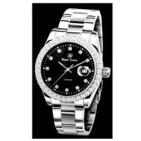 ราคา Royal Crown นาฬิกาข้อมือผู้ชาย ประดับเพชร cz อย่างดี สายสแตนเลส รุ่น 3662M - Black/Silver (3169520104)