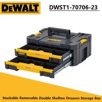 ราคา Dewalt DWST1-7706-23 TSTAK® ลิ้นชักตื้นคู่กล่องเก็บสองชั้นแบบพกพาวางซ้อนกันได้กล่องเครื่องมือพลาสติกที่ถอดออกได้ (28282638914)