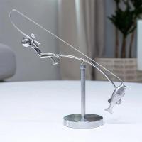 ราคา Kinetic Fishing Sculpture The Fisherman Balancing Sculpture Metal Balance Art Fisherman Home Decoration (26591351384)
