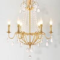 ราคา โคมไฟระย้าคริสตัลทองแดงสไตล์ฝรั่งเศสสำหรับห้องนอน โคมไฟแขวนสไตล์ร้านอาหารอเมริกันวินเทจ โคมไฟเทียนหรูหราสไตล์ยุโรปสำหรับ (42103549996)