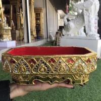 ราคา กี๋ ถาดไม้ปิดทอง กี๋น้ำชา ถาดรองถ้วยชาถวายพระ ไม้แกะสลัก งานฝีมือ (17142390317)