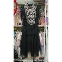 ราคา เดรสลูกไม้มือสองงานผ้ามุ้งเสื้อแต่งปักไม่มีตำหนิสีดำสนิท (28520827305)