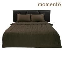 ราคา MOMENTO ชุดผ้าปู + ผ้านวม 4 ชิ้น ผ้าไมโครซาตินริ้ว สีน้ำตาล ขนาด 6 ฟุต (27990129963)