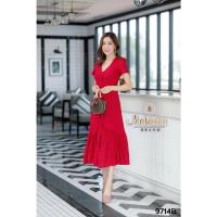 ราคา เดรสยาวลูกไม้ฉลุ ลายหัวใจสีแดง งานป้าย natnicha size S มือ 1 ป้ายห้อย ชุดใส่ทำบุญ ชุดงานบวช ชุดสุภาพ เดรสยาวสีแดง (13661559891)