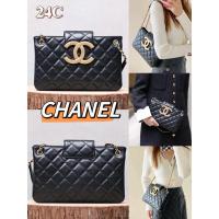 ราคา ของแท้ CHANEL 24C บิ๊ก LOGO ซีรีส์ TOTE หนังแกะวัสดุช้อปปิ้งกระเป๋าสะพายไหล่กระเป๋าเป้สะพายหลัง (24357157352)