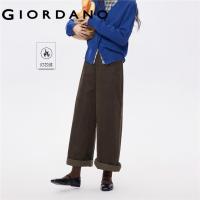 ราคา GIORDANO WOMEN 100% Cotton corduroy mid rise wide leg pants 13415677 (41524025150)