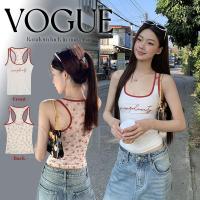ราคา Vogueพร้อมส่ง เสื้อกล้าม ลายน่ารักสีขาว ดีเทลแต่งลายจุดสีแดง (FY3001) (40523881740)