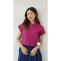 ราคา ณัฐรดาผ้าฝ้าย เสื้อคอจีนตั้ง ผ้าเยื่อไผ่ฟอกนิ่ม แขนเลย เสื้อพื้นเมืองผู้หญิง มาตรฐานOTOP (25566128742)