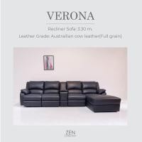 ราคา ZEN Collection โซฟาปรับนอนระบบไฟฟ้า VERONA Recliner Sofa 3.30 m. หุ้มด้วยหนังแท้ทั้งตัว (14684890715)