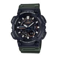 ราคา Casio Standard นาฬิกาข้อมือผู้ชาย สายเรซิ่น รุ่น AEQ-110W,AEQ-110W-3A - สีดำ/สายเขียว (1291868131)