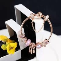 ราคา แฟชั่นสไตล์ใหม่ แพนโดร่า สร้อยข้อมือกุหลาบทองจี้สร้อยข้อมือ (29164749244)