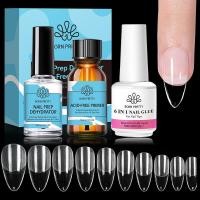 ราคา Born PRETTY Soft Gel Tips and Nail Glue Kit Nail Prep Dehydrate Primer Set (25937364662)