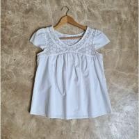 ราคา เสื้อเบลาส์ผ้าฝ้ายแต่งลูกไม้ถักสีขาว (25094517538)